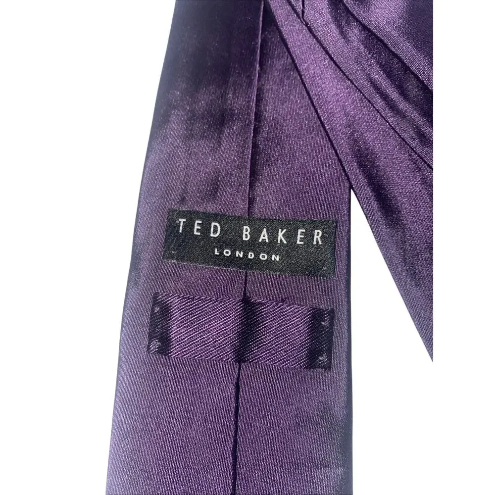 Ted Baker Purple Solid Skinny 100% Silk 60”x2.5”